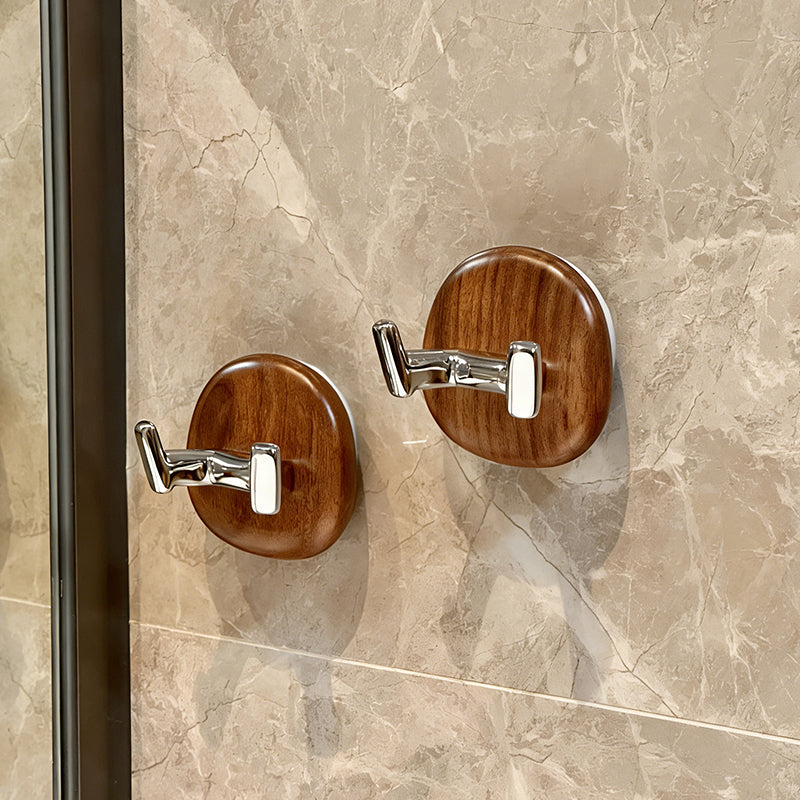 Premium Walnut Double Hook with Suction Cup – Removable & No Trace