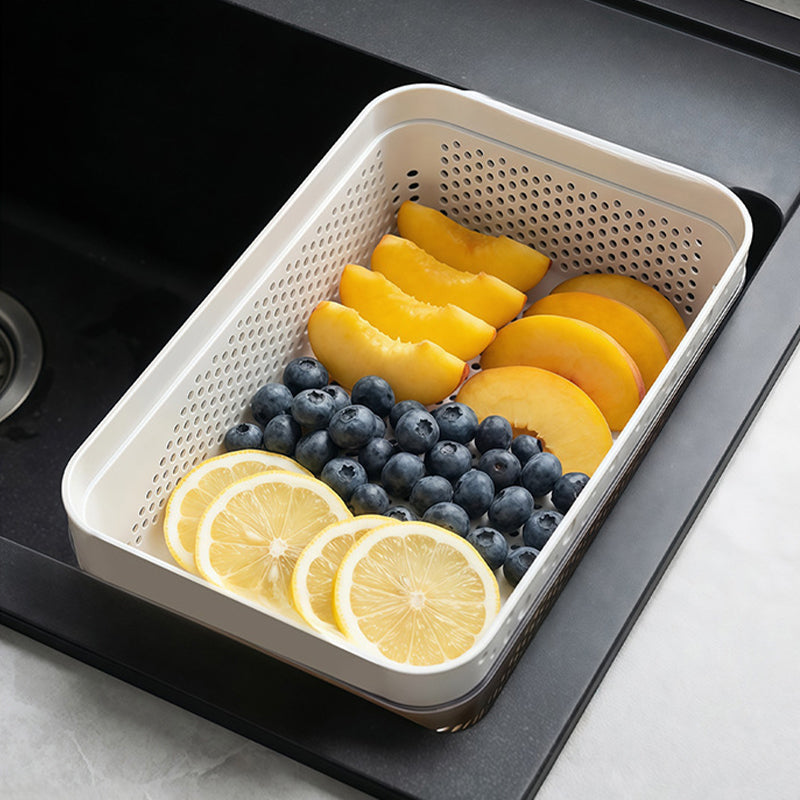 Large Capacity 2-Tier Stackable Square Drain Basket Set