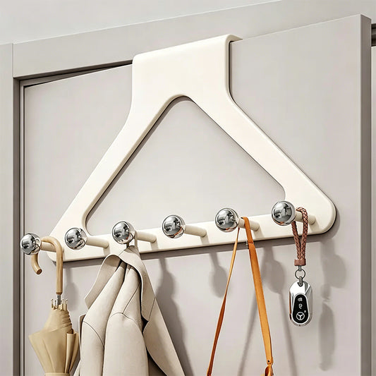 No-Drill Carbon Steel Over-the-Door Hook Rack