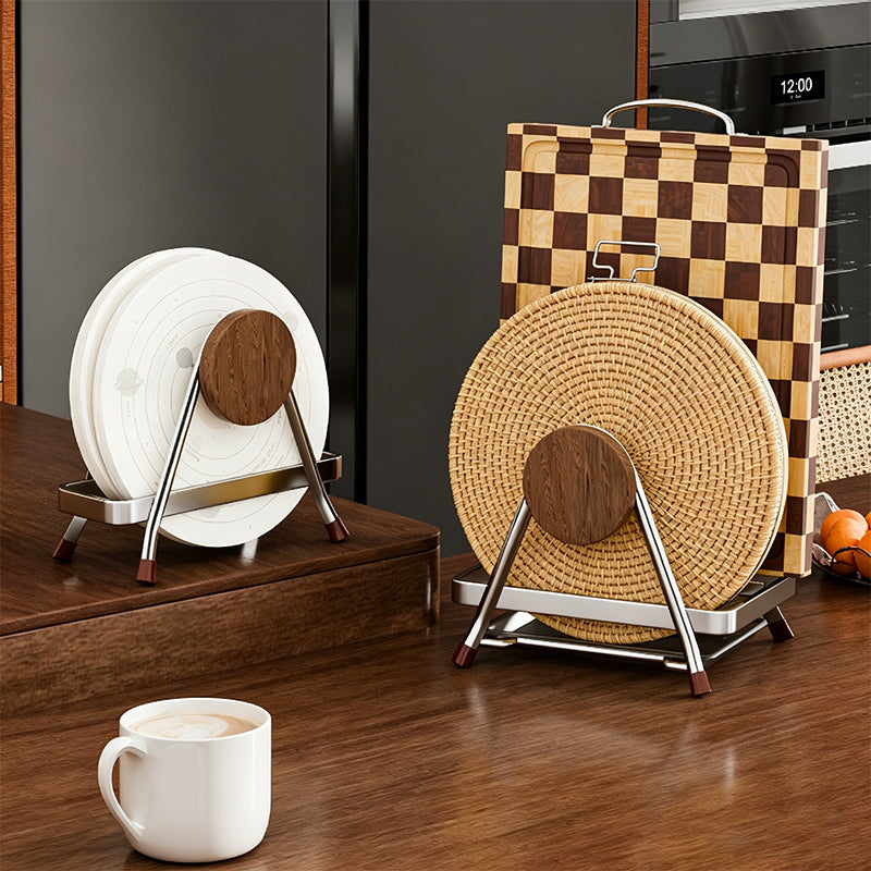 Beech Wood Cutting Board Rack with Rust-Resistant Frame