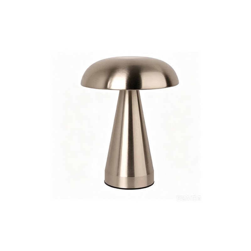 Rechargeable Metal Mushroom Table Lamp with Touch Dimming