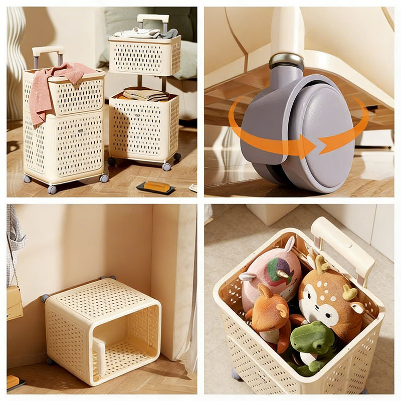 Expandable & Foldable Dual-Layer Laundry Hamper with Swivel Wheels