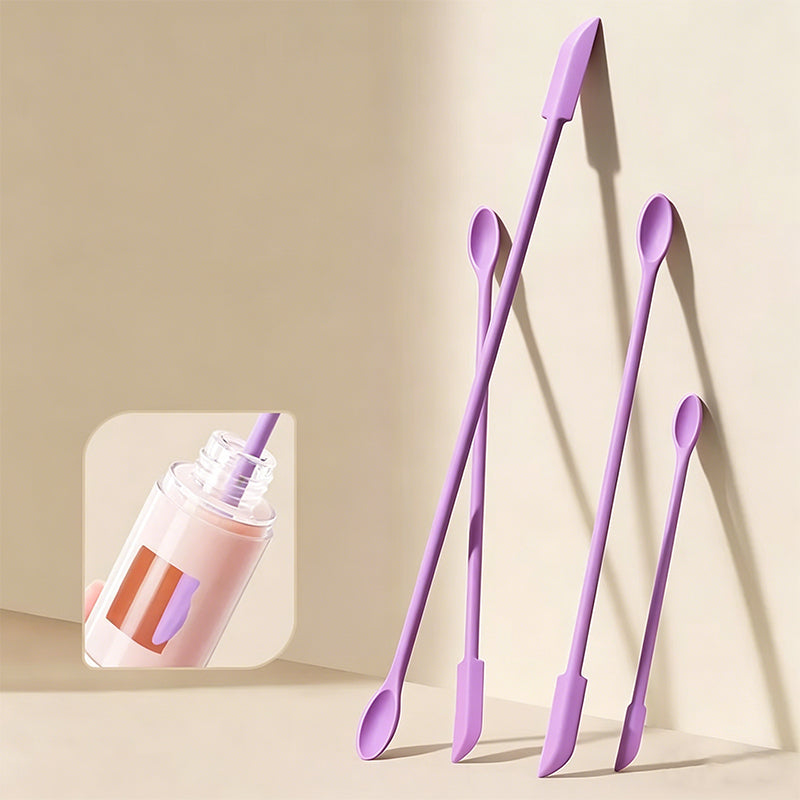 Dual-Ended Silicone Bottle & Jar Scraper for Skincare & Kitchen Use
