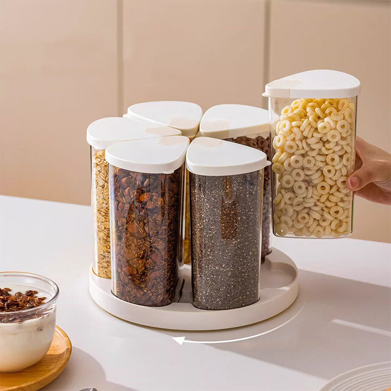 360° Rotating 6-Compartment Airtight Grain Storage Rack