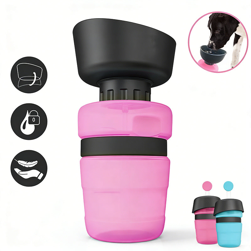 Portable Leakproof Squeeze Pet Water Bottle with Foldable Bowl