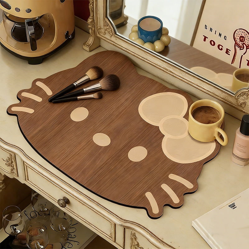 Absorbent & Heat-Resistant Cat Wood Grain Drain Mat