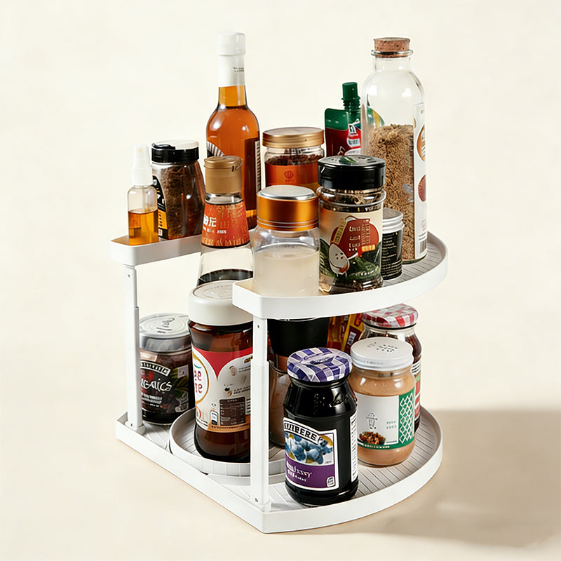 Rotatable Spice Organizer – Inner Ring & Full Rotation with Adjustable Top Shelf