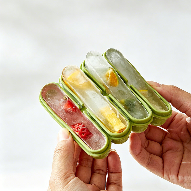 4-Grid Silicone Ice Stick Tray with Lid