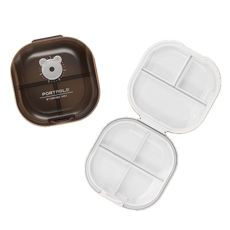 Portable Multi-Compartment Pill Organizer with Intake Counter