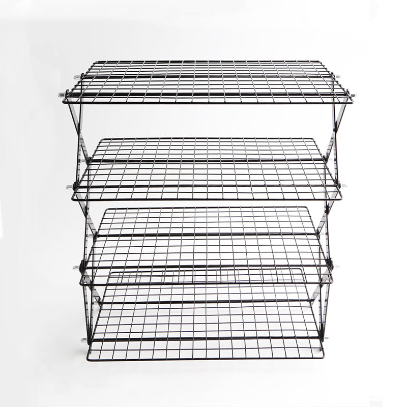 Multi-Layer Foldable Mesh Storage Rack with Adjustable Height