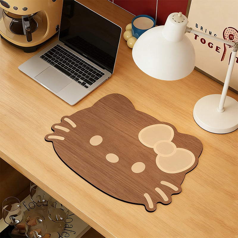 Absorbent & Heat-Resistant Cat Wood Grain Drain Mat