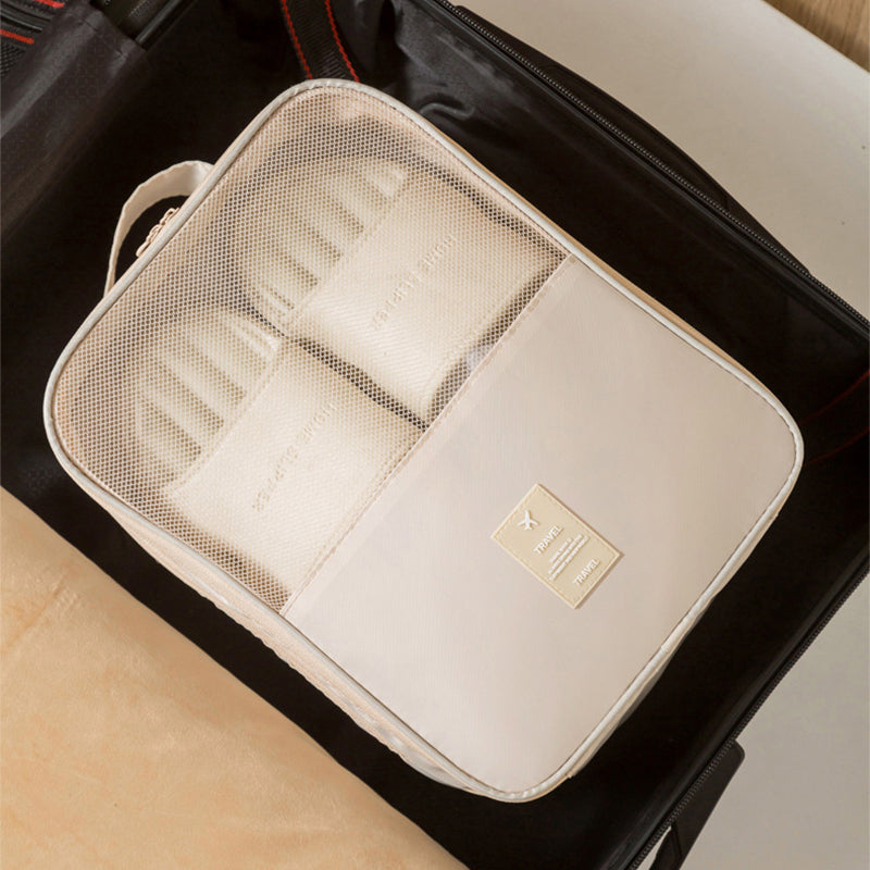Portable Triple-Layer Shoe Organizer Bag with Back Pocket