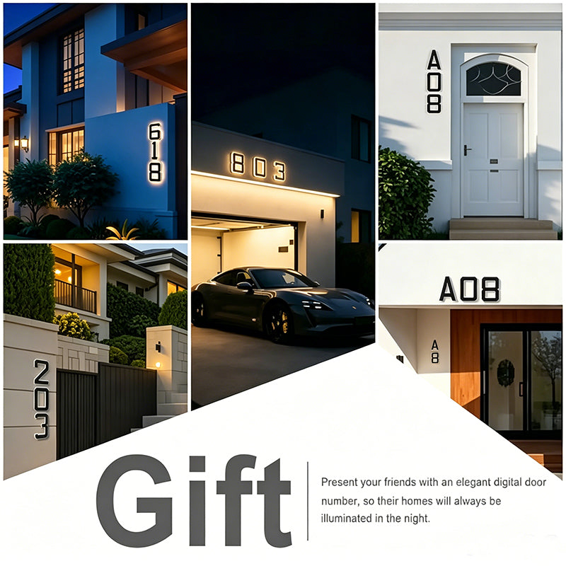 Solar Powered LED House Number Sign with Automatic Lighting