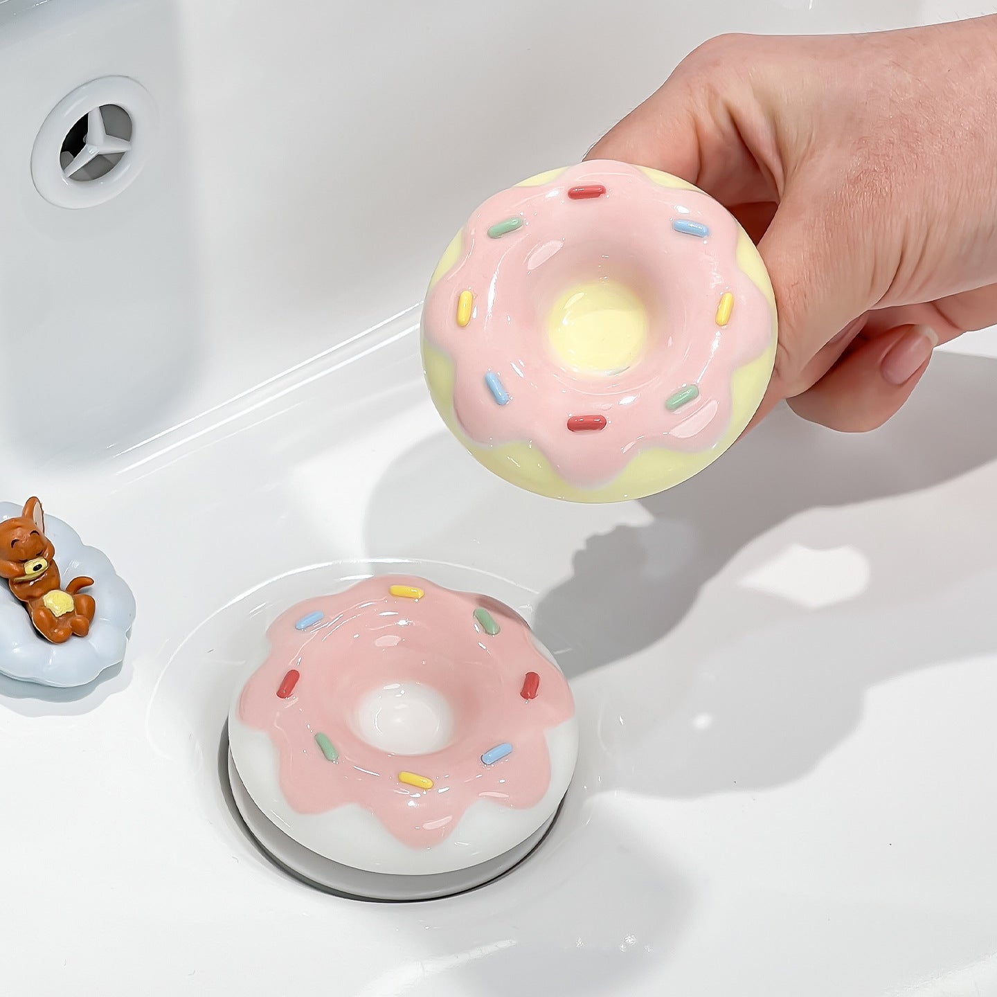 Universal Ceramic Donut Pop-Up Drain Stopper, Anti-Clog & Odor-Free
