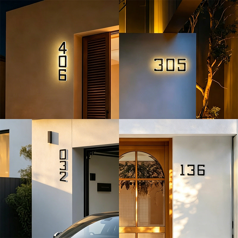 Solar Powered LED House Number Sign with Automatic Lighting