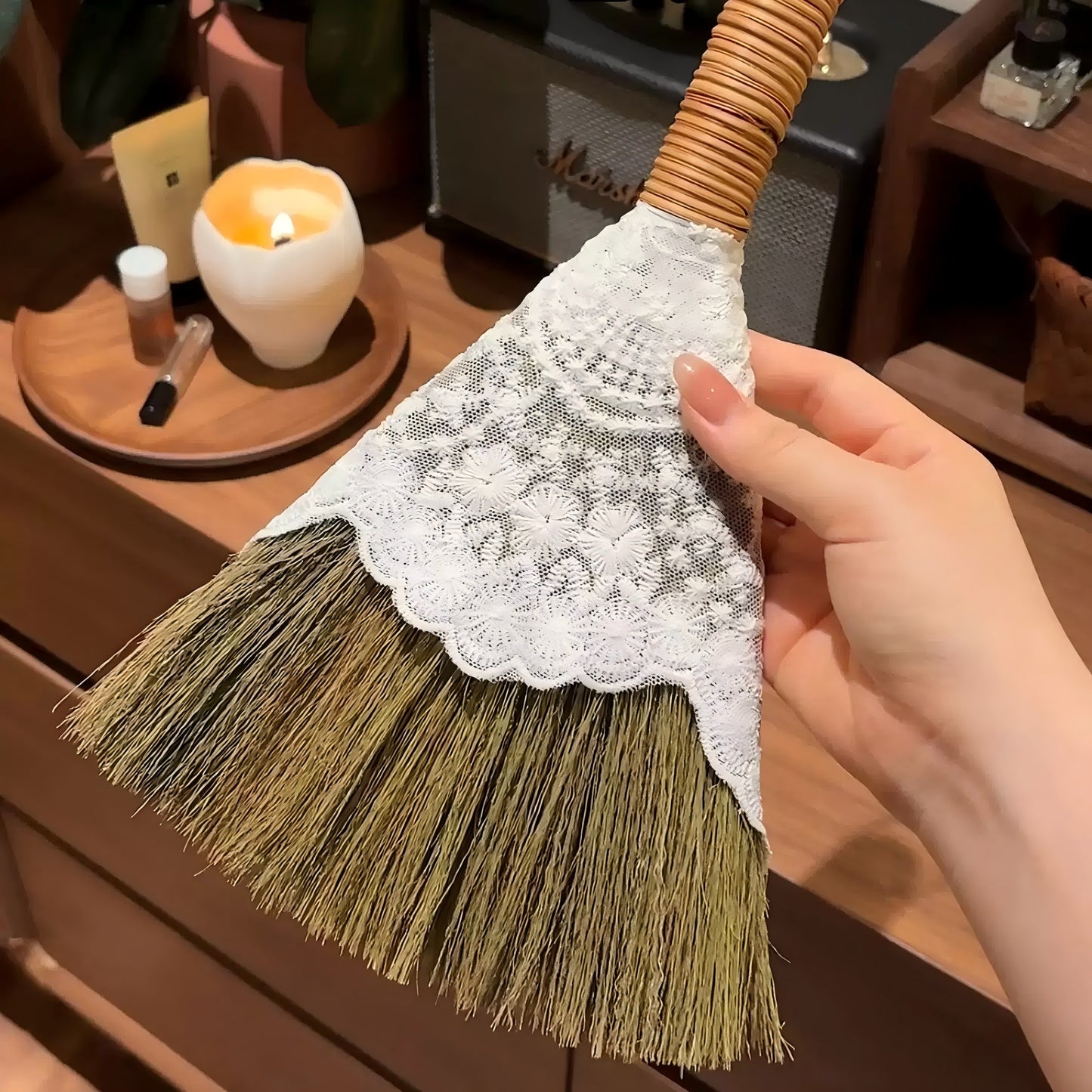 Natural Reed Mini Broom – Soft, Dense, and Lightweight