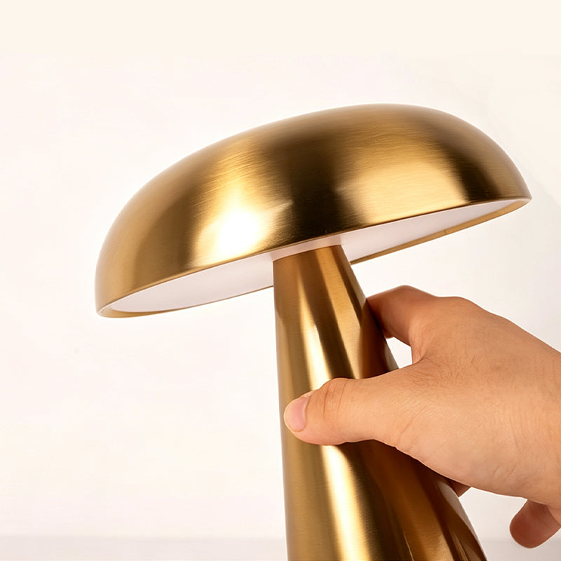 Rechargeable Metal Mushroom Table Lamp with Touch Dimming
