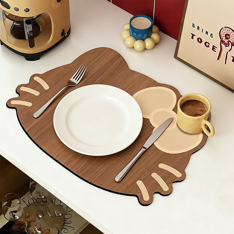 Absorbent & Heat-Resistant Cat Wood Grain Drain Mat