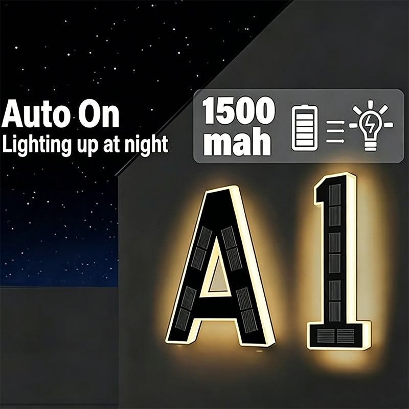 Solar Powered LED House Number Sign with Automatic Lighting