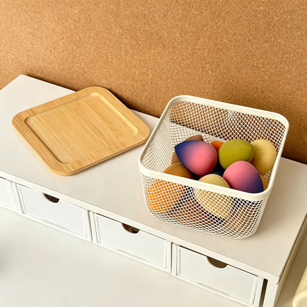 Iron Makeup Puff Storage Basket