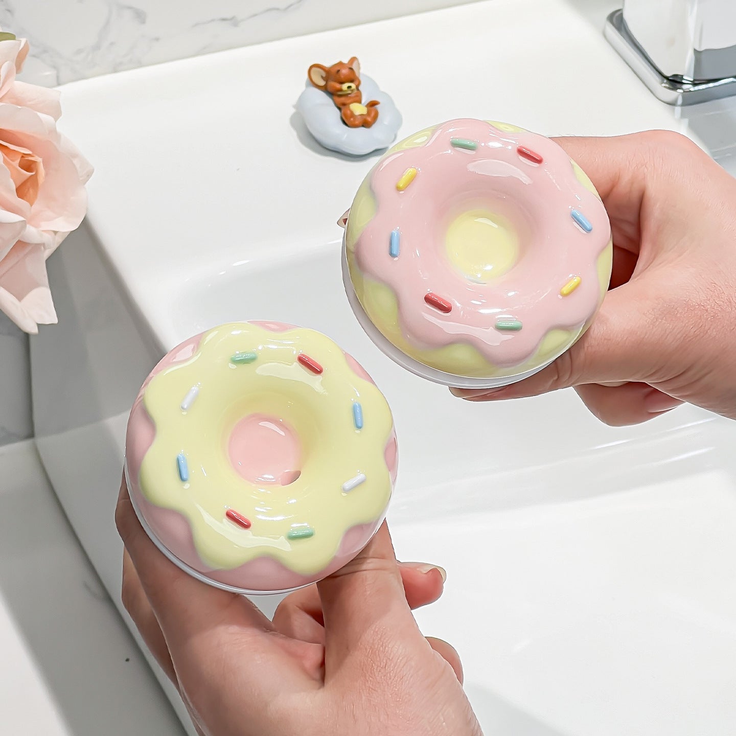Universal Ceramic Donut Pop-Up Drain Stopper, Anti-Clog & Odor-Free