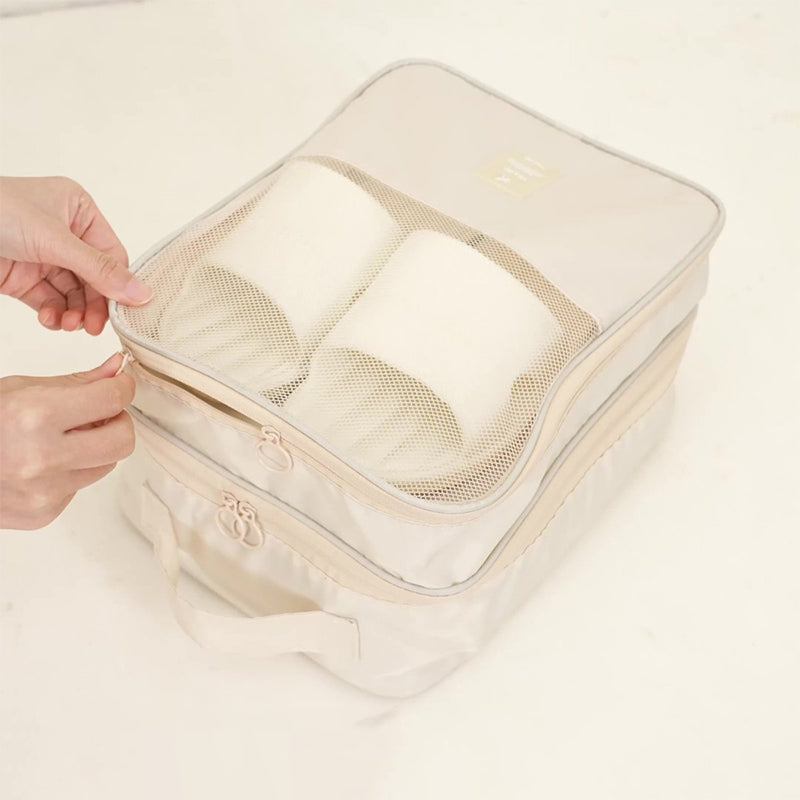 Portable Triple-Layer Shoe Organizer Bag with Back Pocket