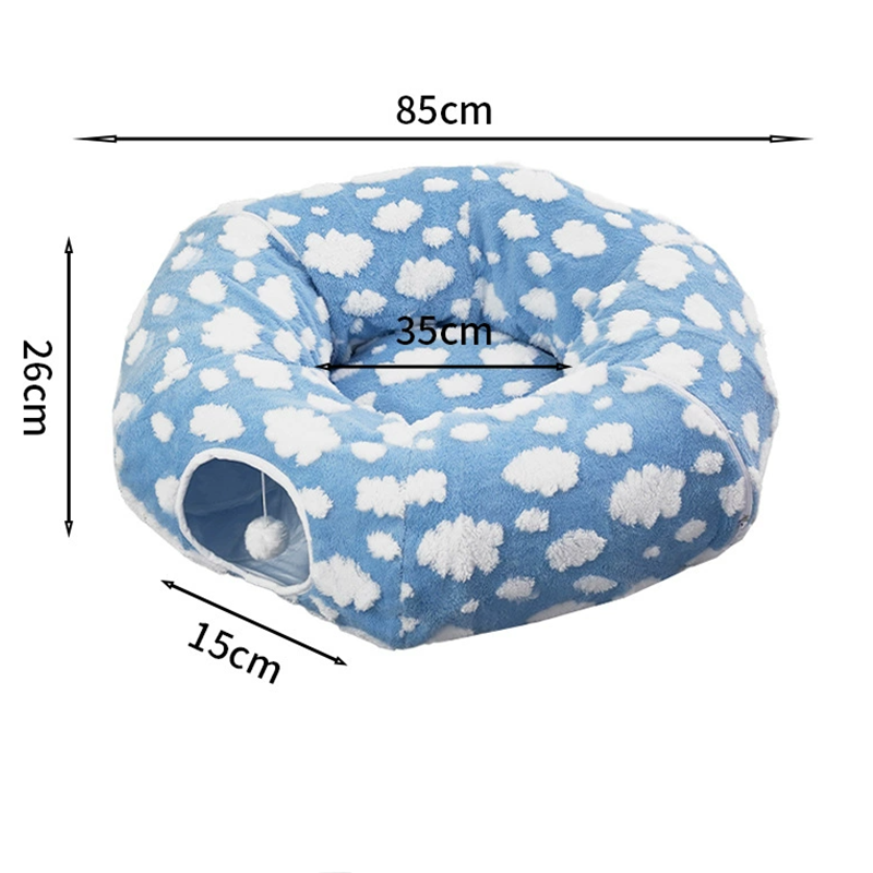 Fabric & Canvas Tunnel Cat Bed with Cushion