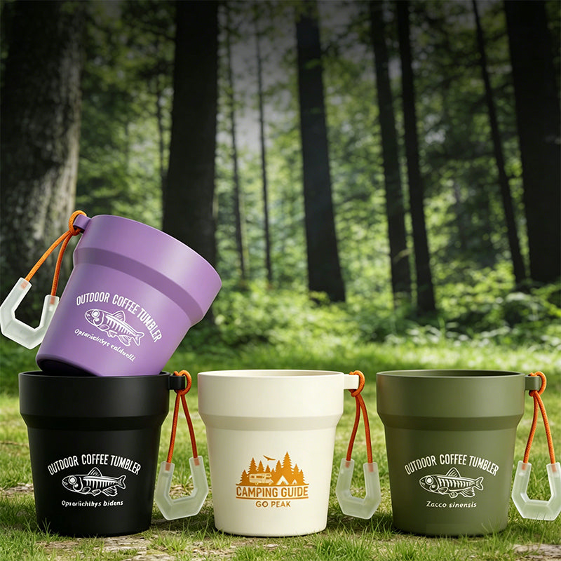 Stackable Camping Cup Set with Glow-in-the-Dark Handles