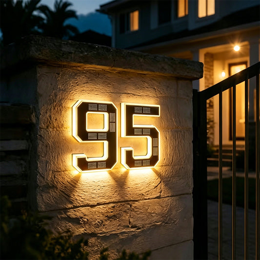 Solar Powered LED House Number Sign with Automatic Lighting