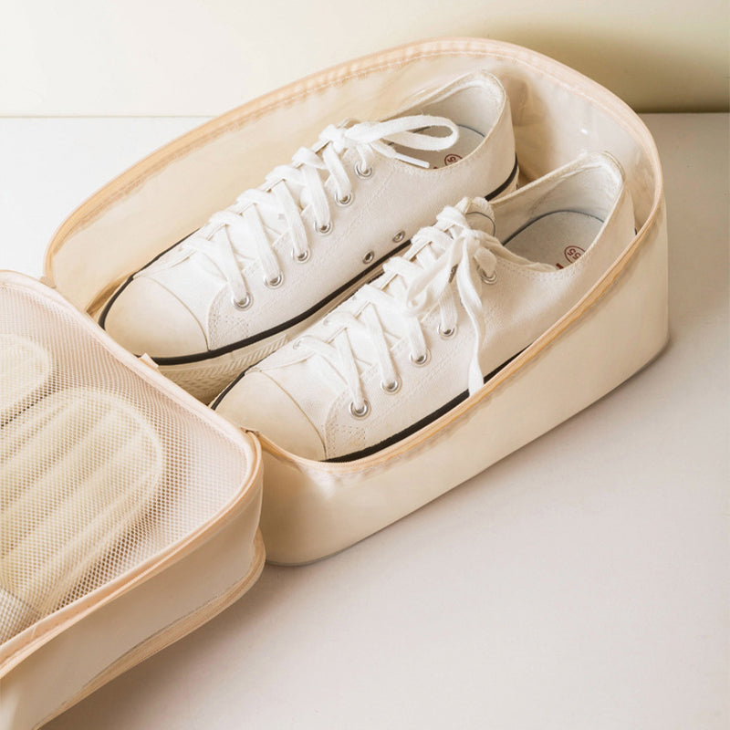 Portable Triple-Layer Shoe Organizer Bag with Back Pocket