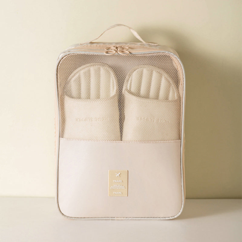 Portable Triple-Layer Shoe Organizer Bag with Back Pocket