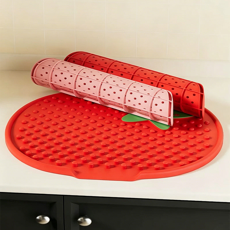 13° Sloped Tomato-Style Silicone Dish Drying Mat–Large Capacity & Leak-Proof Design
