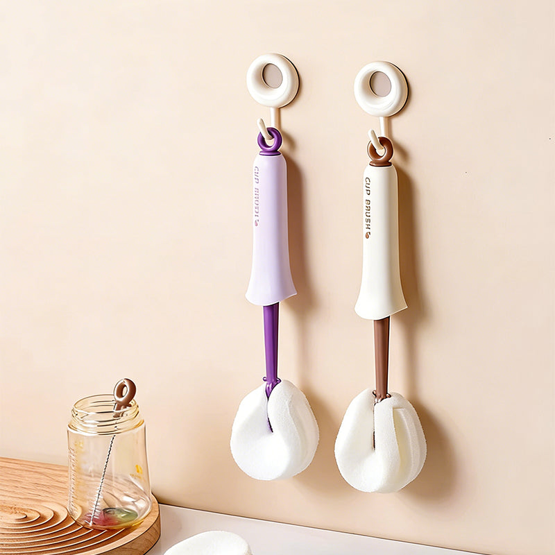 Long Handle Cup Brush – Sponge Head & Straw Brush