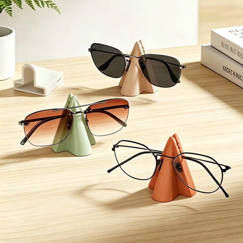 Silicone Nose-Shaped Glasses Holder – Wall Mount & Desk Stand