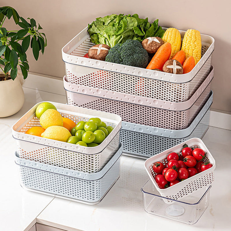Large Capacity 2-Tier Stackable Square Drain Basket Set