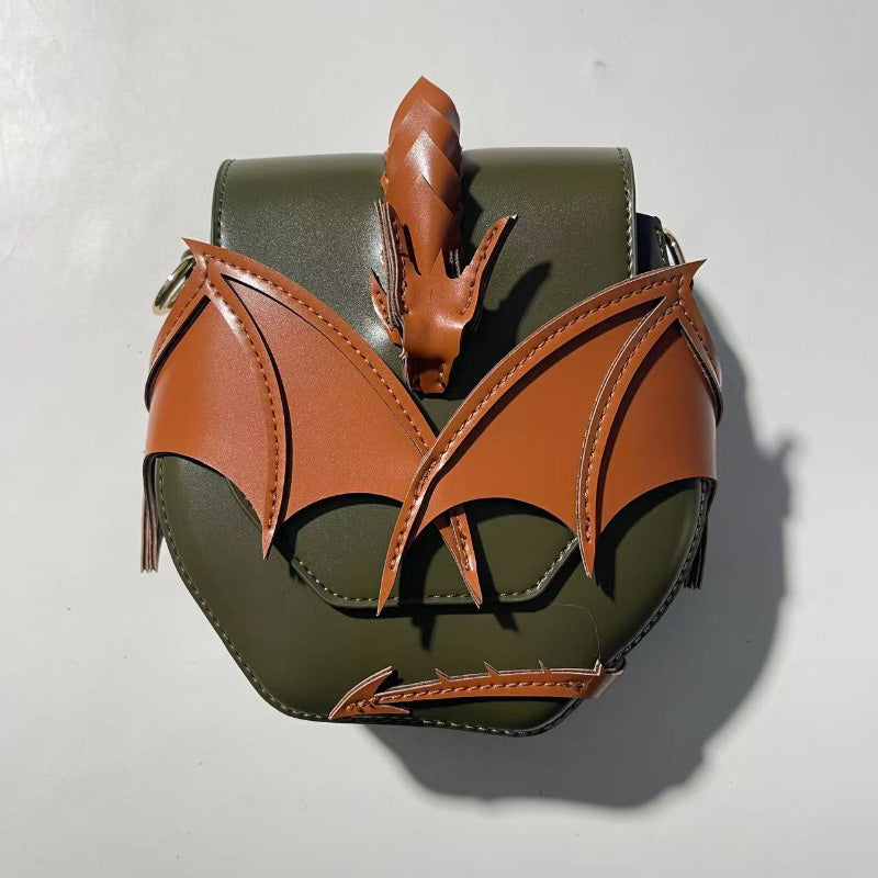Dragon Wing Leather Crossbody Bag – Fantasy PU Shoulder Bag with 3D Dragon Design
