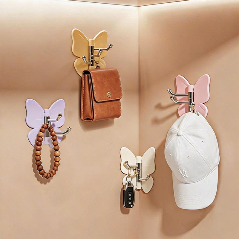 Butterfly Corner Rotating Hook | No-Drill Adhesive Wall Hook