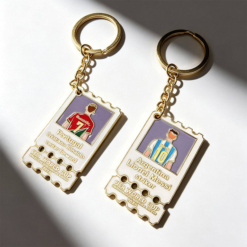 Metal Football Star Stamp Keychain