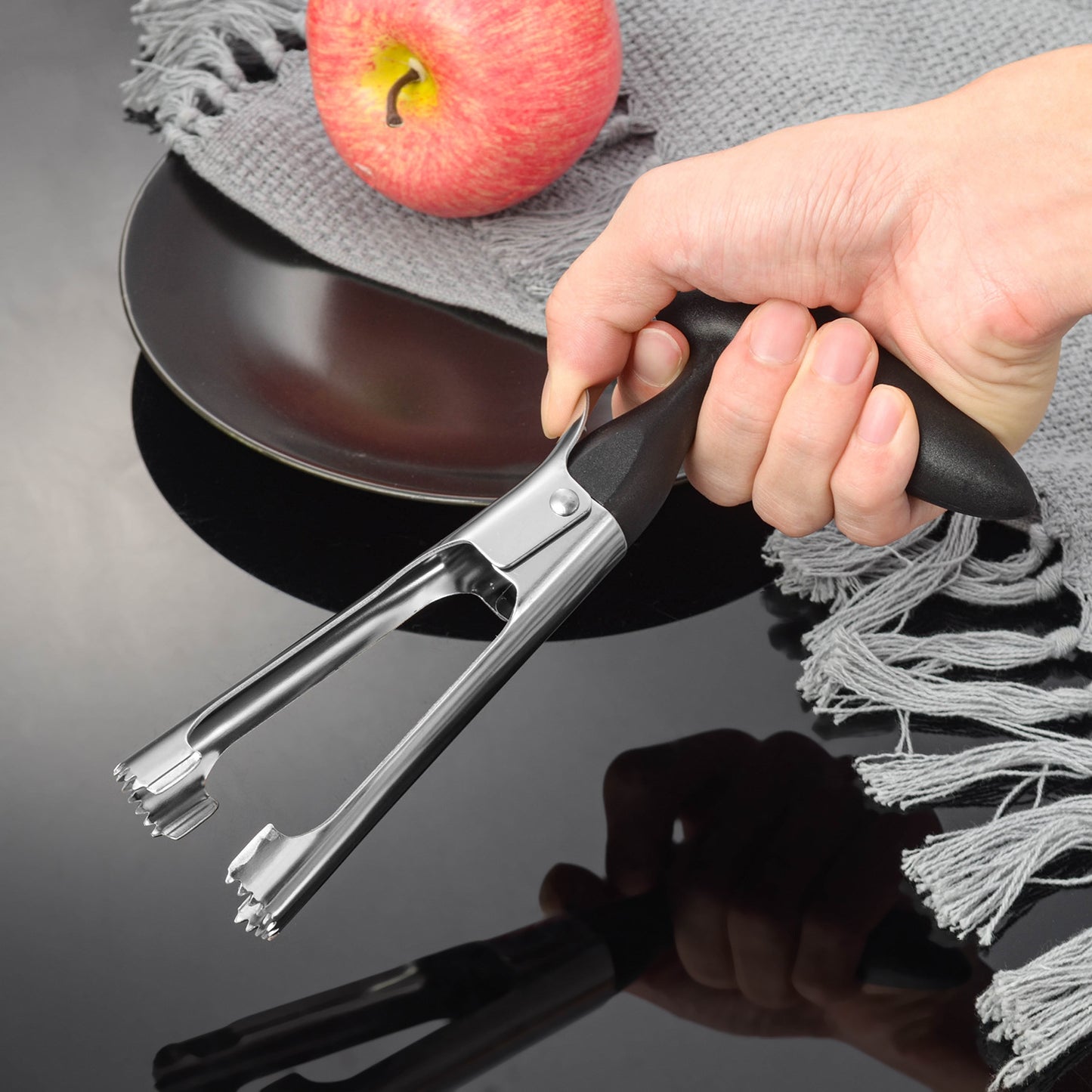 Stainless Steel Fruit Corer with Ergonomic Plastic Grip