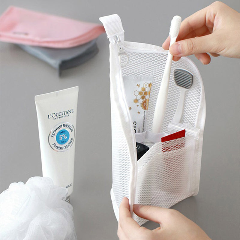 Portable Stand-Up Travel Makeup & Toiletry Bag – Breathable Mesh