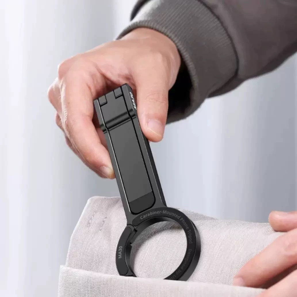 Dual-Sided Magnetic Phone Stand, 180° Rotating Foldable Tripod with Strong Base & Hanging Hook