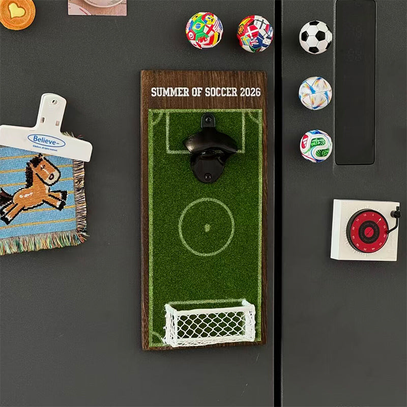 Soccer Field Wall Bottle Opener with Cap Catcher