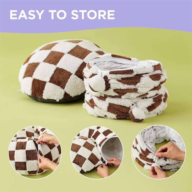 Fabric & Canvas Tunnel Cat Bed with Cushion