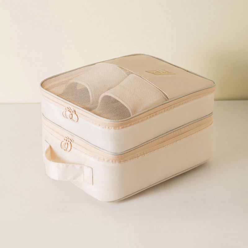 Portable Triple-Layer Shoe Organizer Bag with Back Pocket
