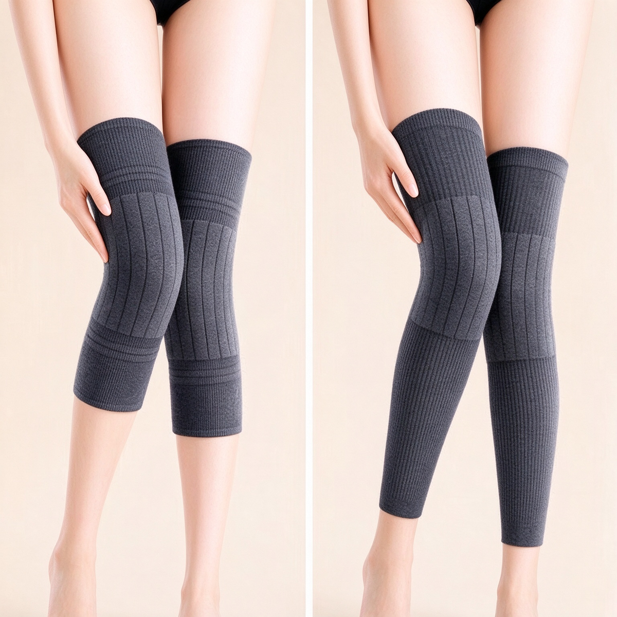 Extra-Long Wool Thermal Knee Warmers