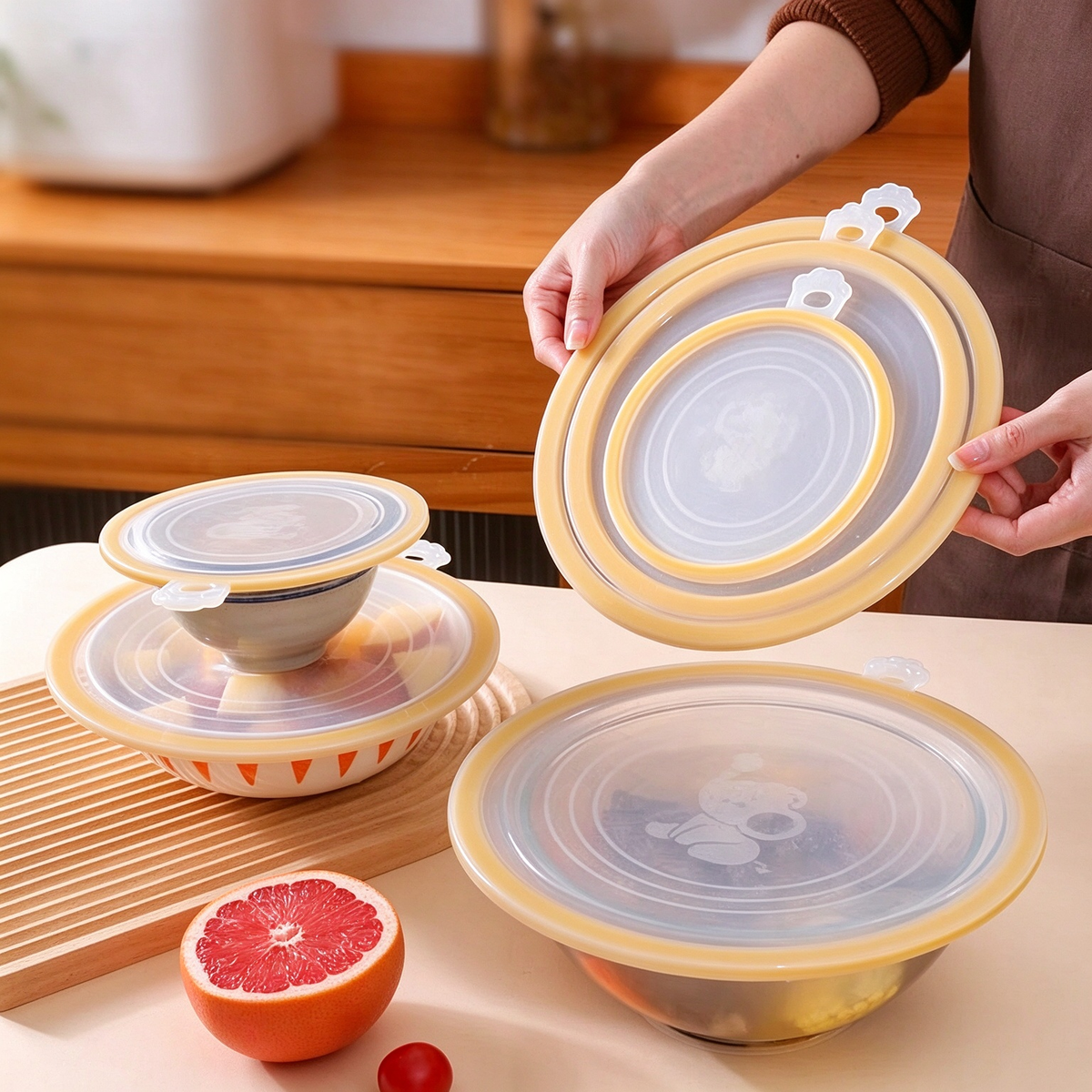 Press-to-Seal Food Storage Lid(3-Piece Set)