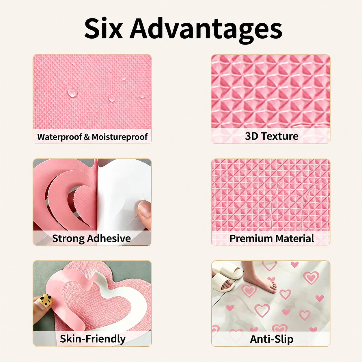 Heart-Shaped Anti-Slip Bathroom Sticker