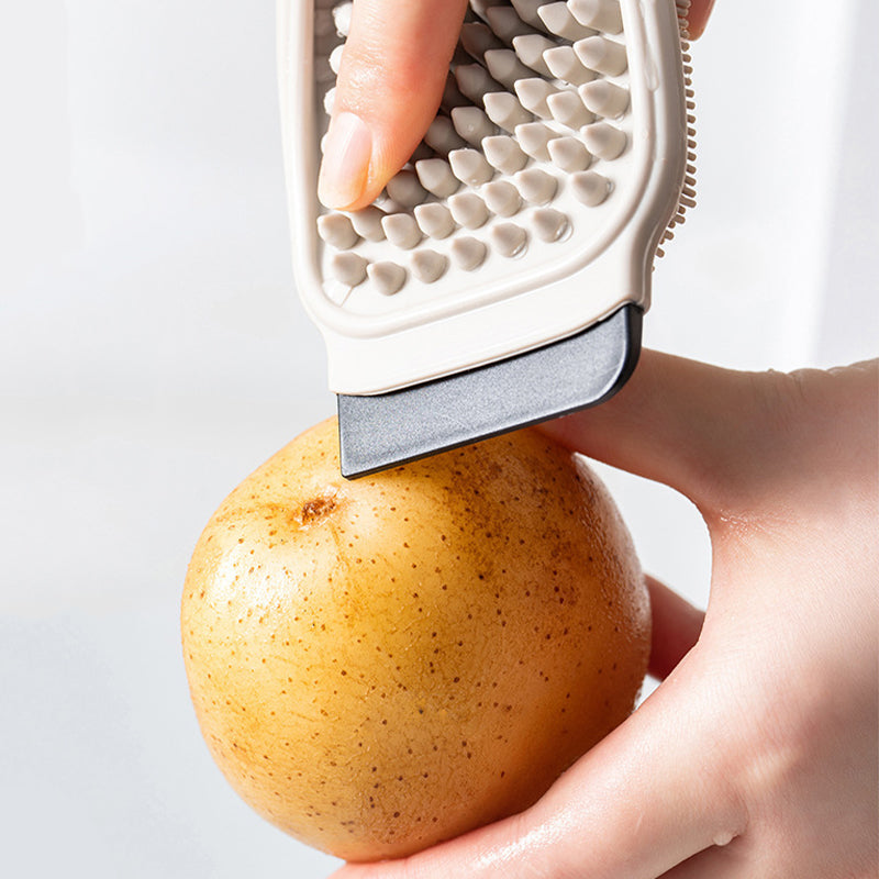 2-in-1 Food-Grade Silicone Fruit & Vegetable Cleaning Brush (Brush & Scraper)