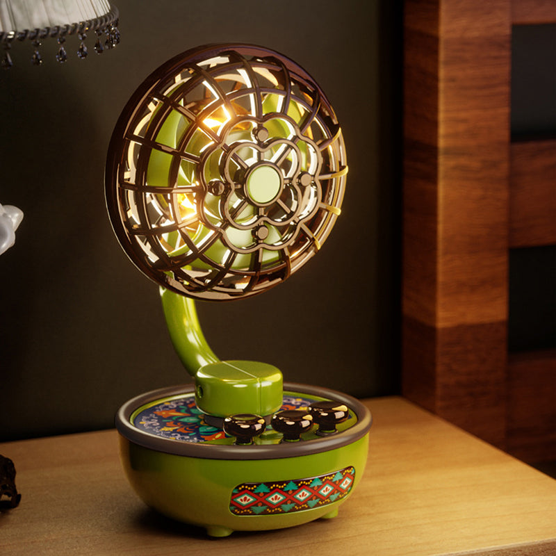 Portable Retro Fan with 3 Speeds & Ambient Light