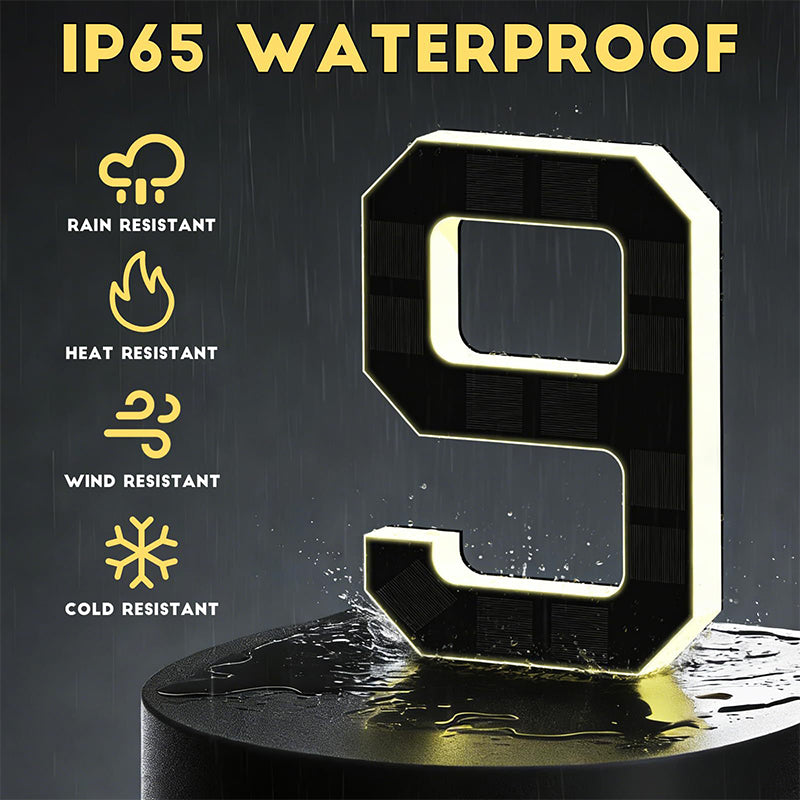 Solar Powered LED House Number Sign with Automatic Lighting